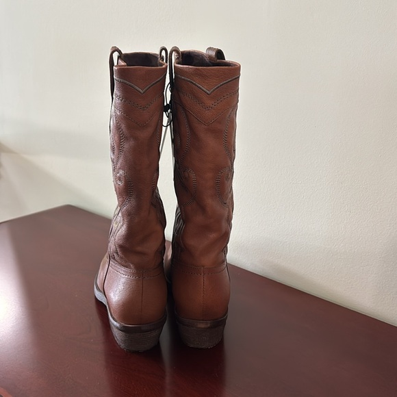 Zara embroidered leather square toe cowboy western boots sz.8 - Picture 11 of 14